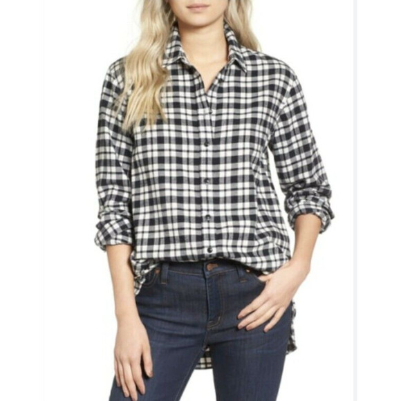 Madewell Tops - Madewell Flannel Oversized Side-Button Shirt in Bridgeport Plaid Size S